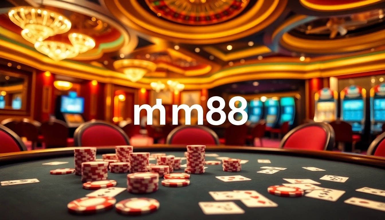 Play exciting casino games at mm88 with vibrant poker tables and dynamic roulette wheels.
