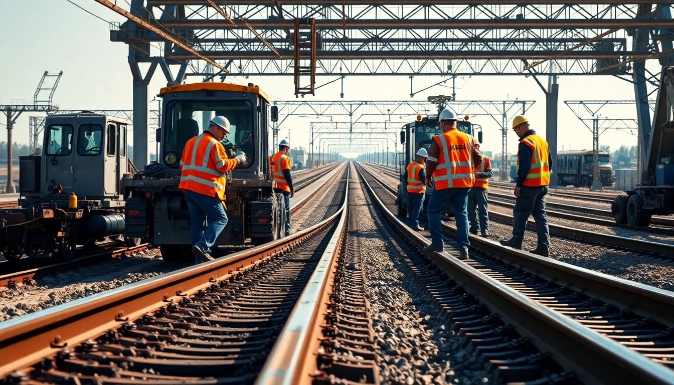 Team conducting Emergengy Railroad Repair with heavy machinery, highlighting safety and urgency.