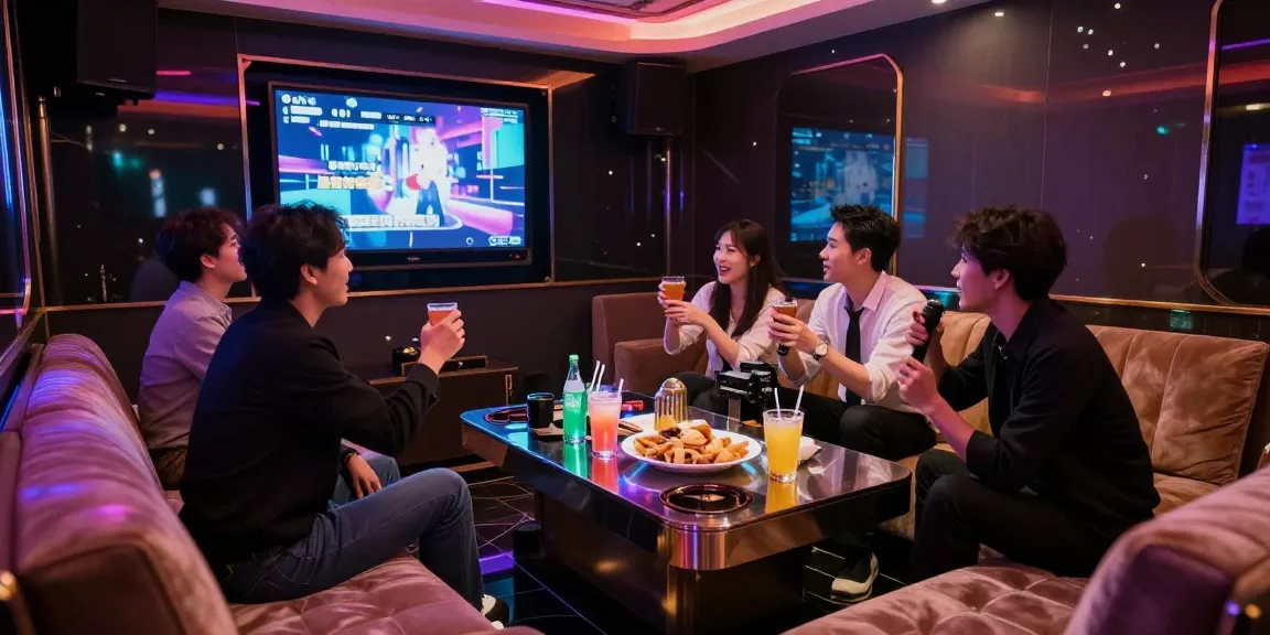 강남가라오케의 고급스러운 룸에서 파티를 즐기는 프로페셔널 그룹 모습