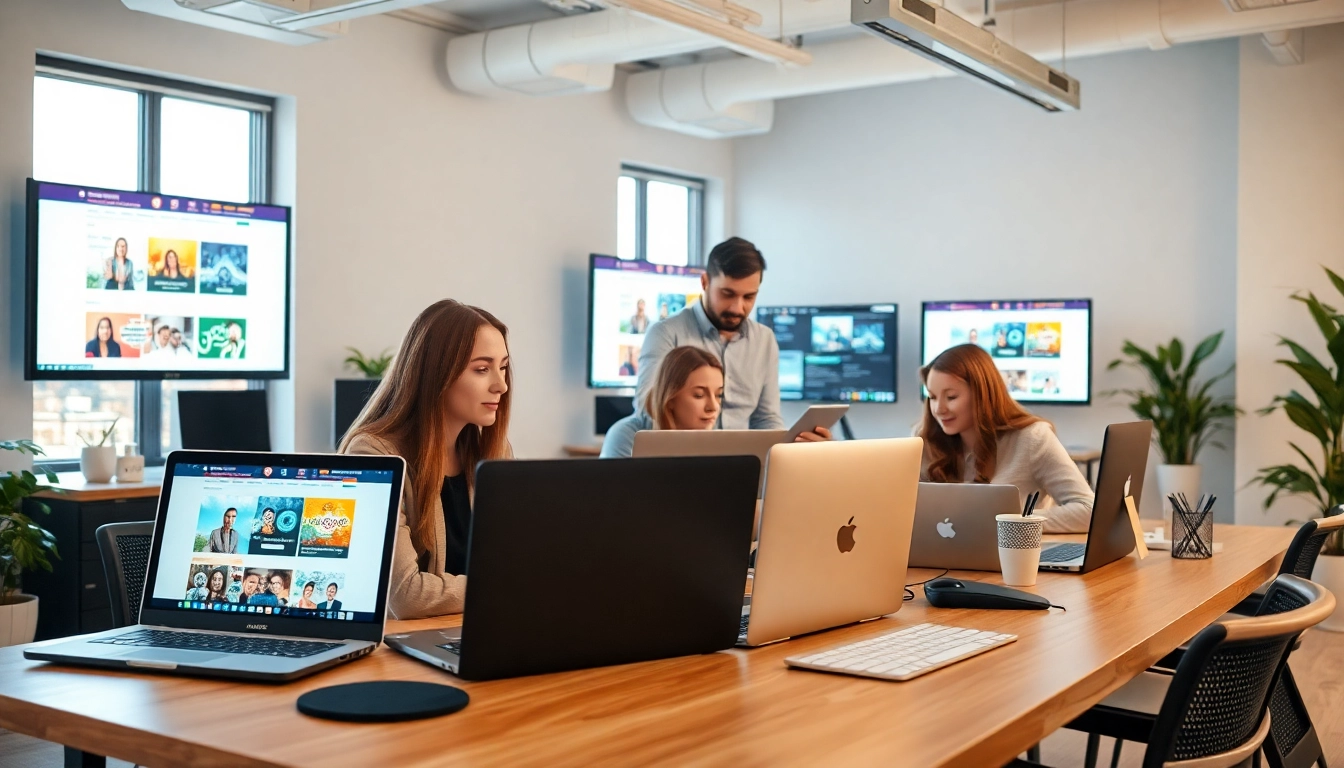 Web design company essex team working together on creative website projects