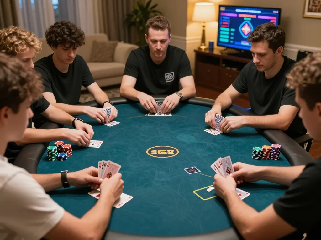 Engaged players strategizing poker hands at TWIN68, showcasing the excitement of online gaming
