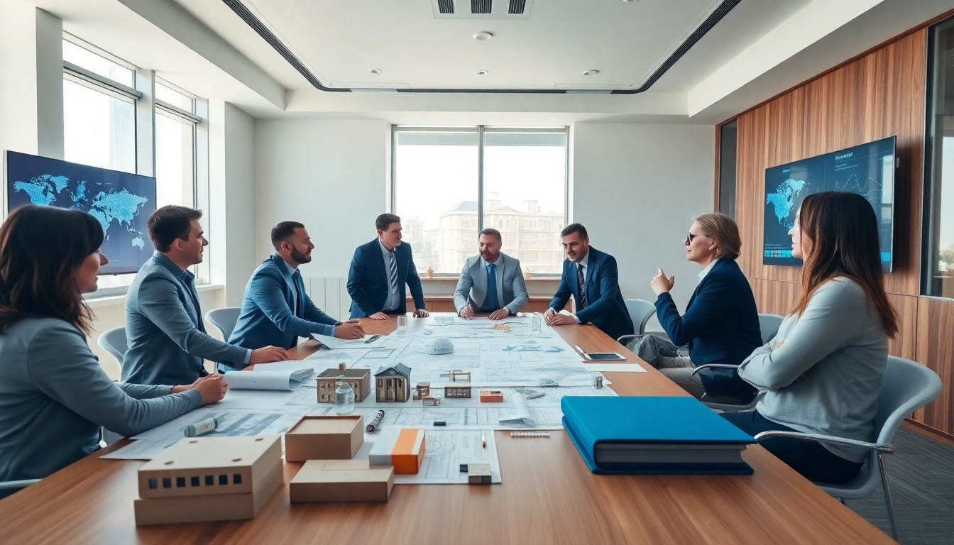 Constructive meeting of a construction association highlighting collaboration in project planning.