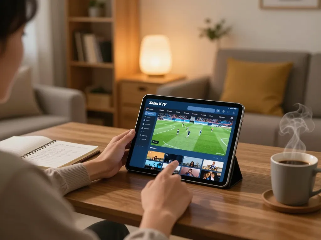 Xoilactv live football streaming at home, showcasing a person engaging with tactical betting notes.