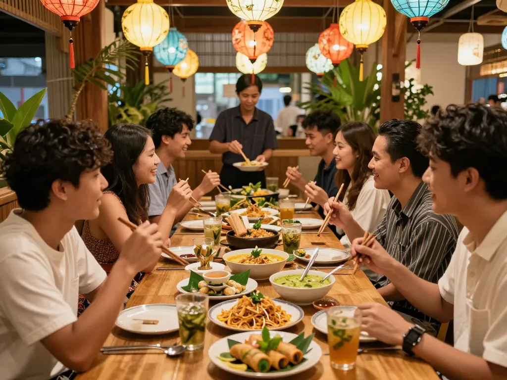 Delicious meals at Rusty Iron restaurant, featuring Thai dishes and vibrant atmosphere reflecting 88Pulsa's culinary spirit.
