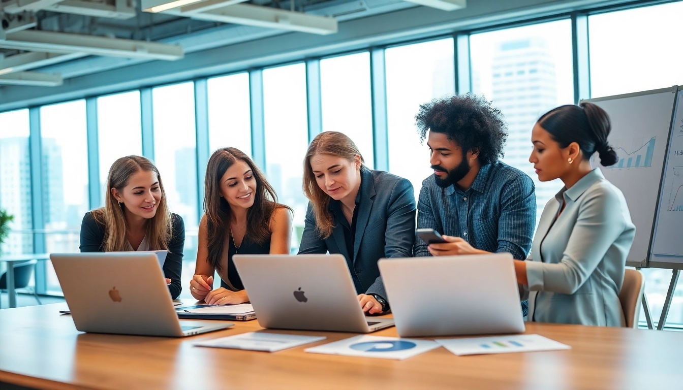 Analyze b2b competitive intelligence with a professional team in a bright office.