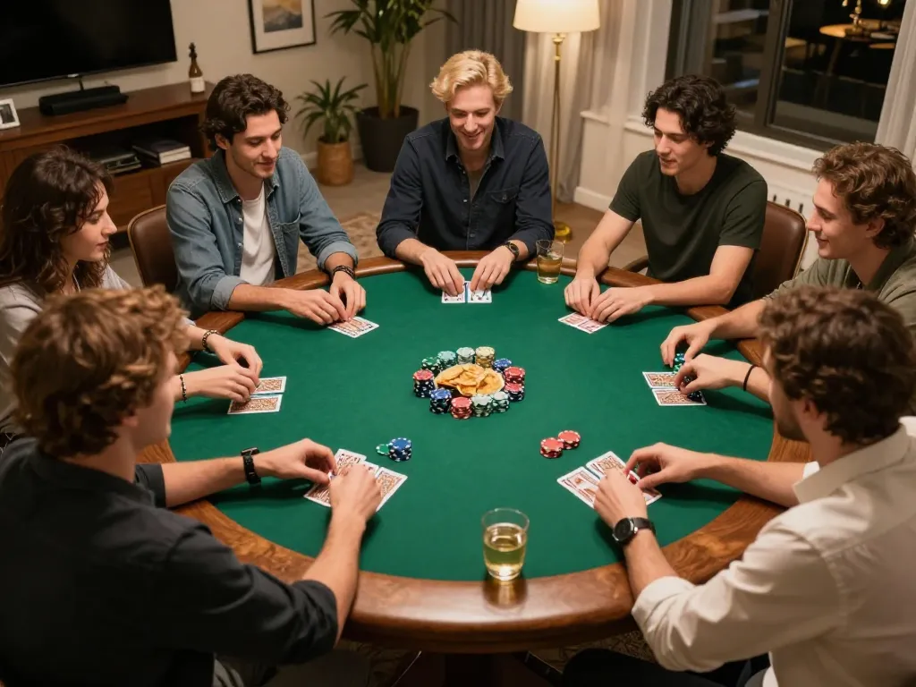 Keluaran togel singapore highlighted during an exciting home poker game with friends and chips.