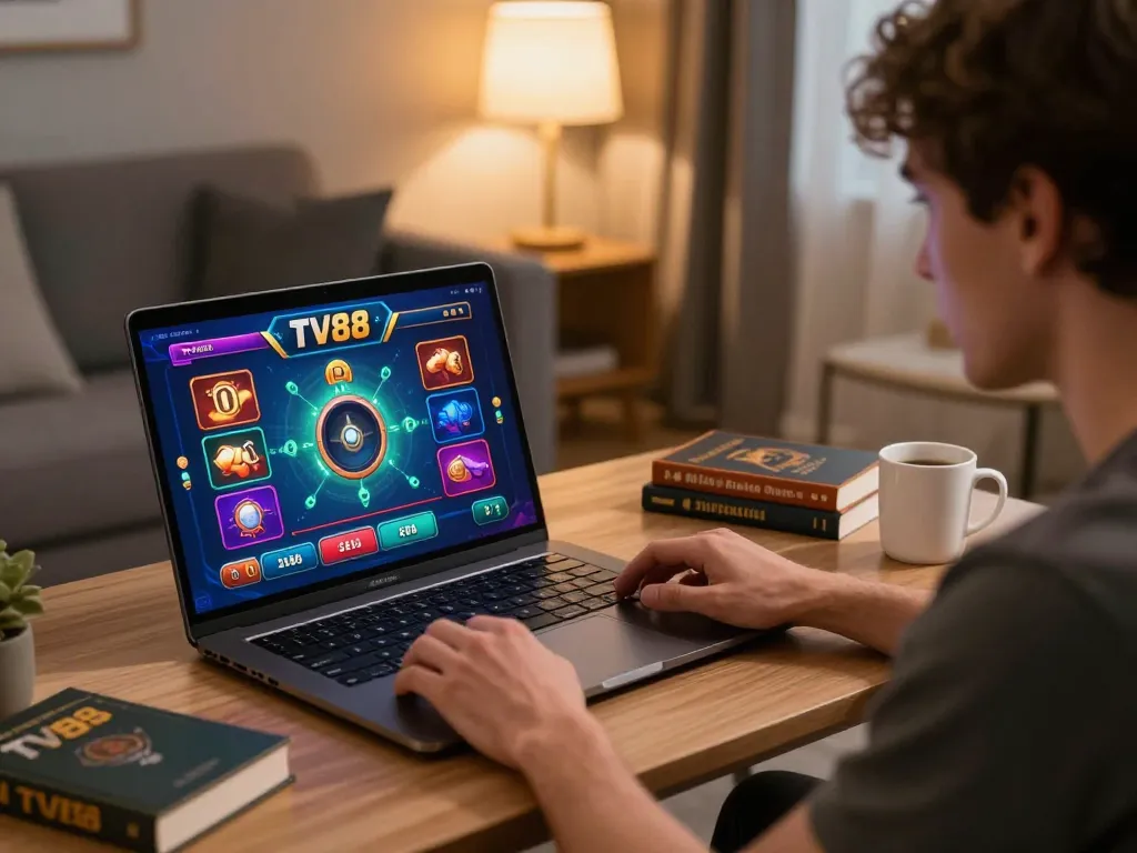 Player enjoying an online game at TV88, immersed in the excitement of strategic betting.