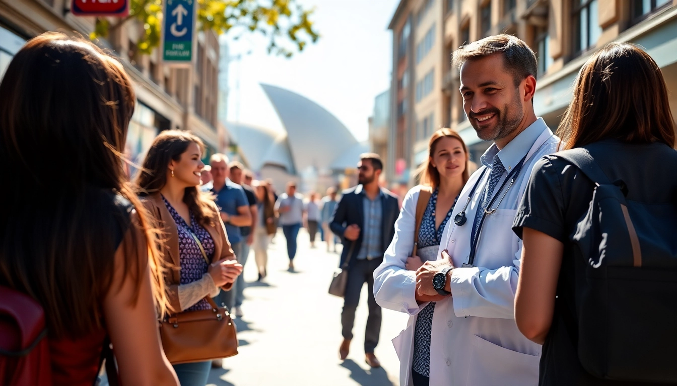 Engaging concierge health service Sydney professionals assisting diverse clients with personalized healthcare.