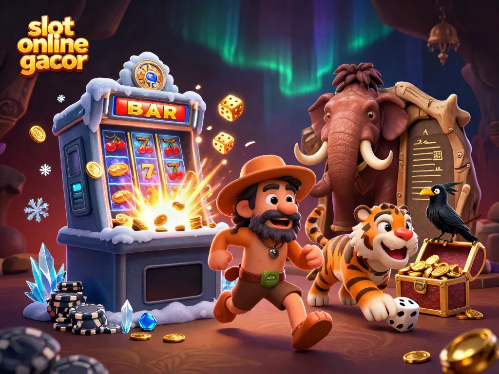 Experience the thrill of slot online gacor in a vibrant, immersive casino scene.