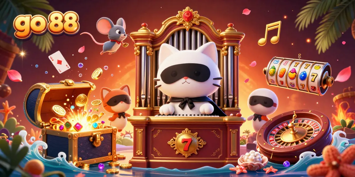Experience excitement with go 88 in a vibrant casino scene featuring captivating characters and slot elements.