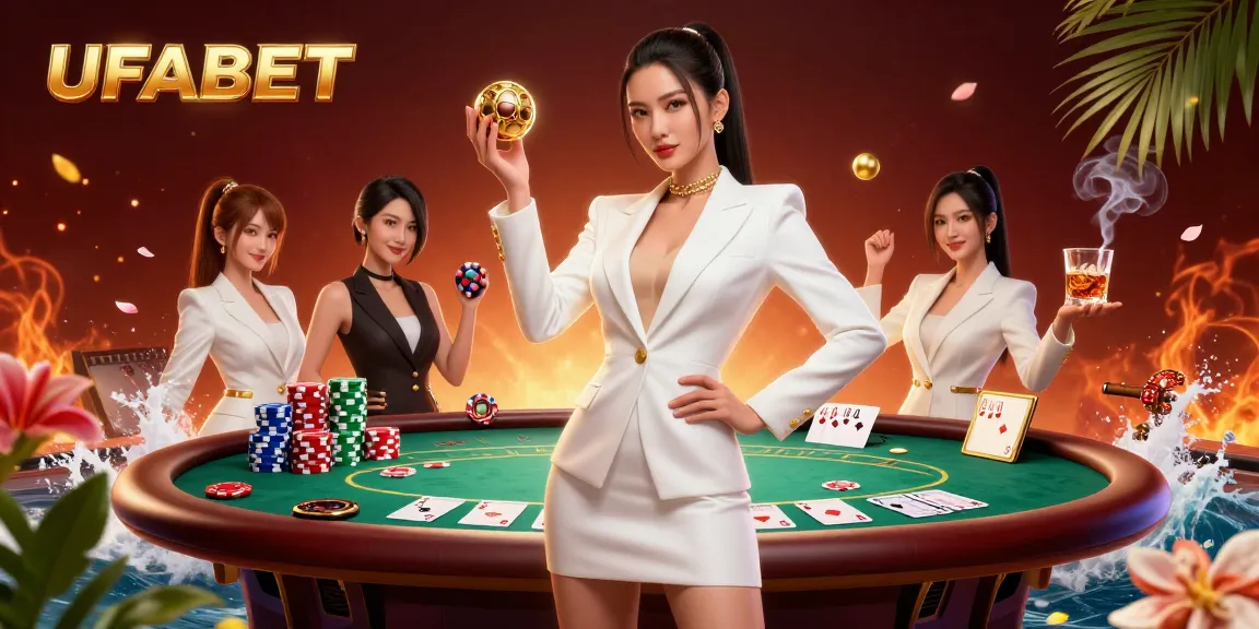 Experience UFABET's thrilling casino atmosphere with vibrant poker action and eye-catching graphics.