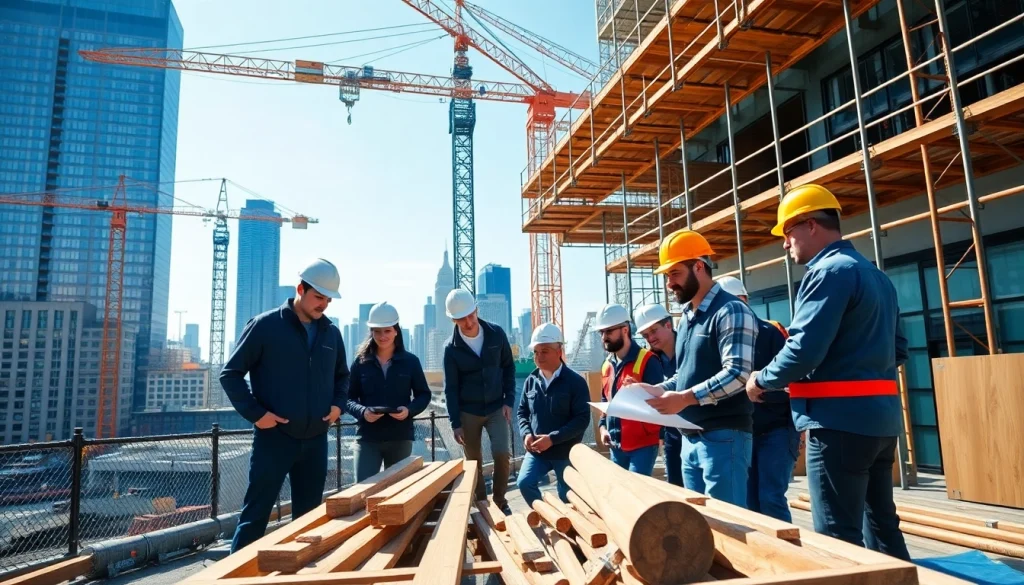 Showcase a team of professionals as New York City Commercial General Contractor on a busy construction site.
