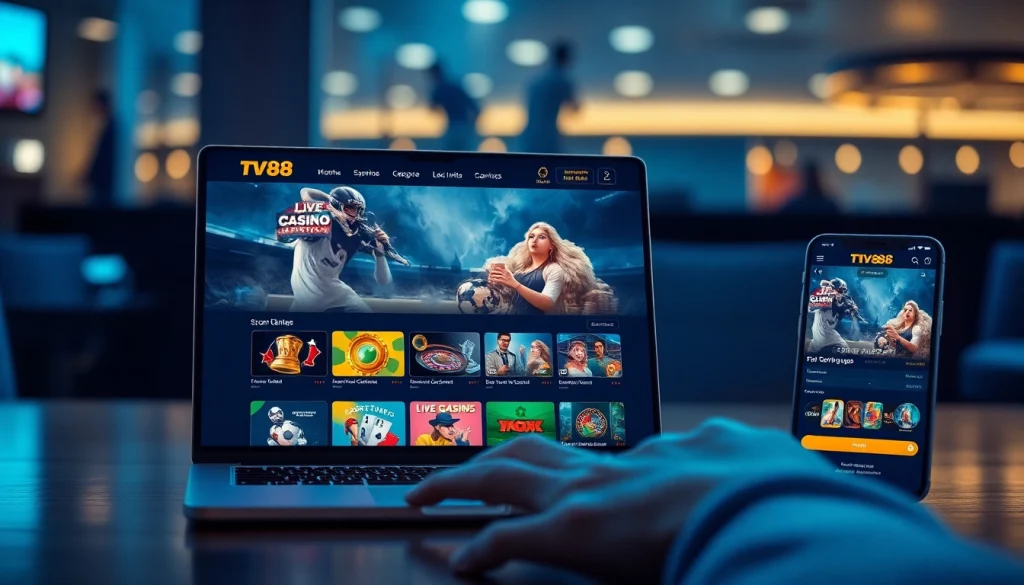 TV88 online gambling platform interface showcasing a professional gaming experience.