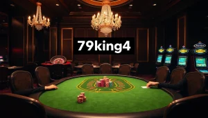 Experience thrilling gameplay at the luxurious 79king4 poker table surrounded by rich decor.