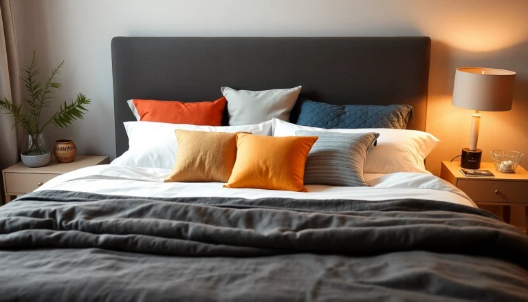 Cuscini letto di design elegante, stili e colori diversi per un miglior comfort notturno.