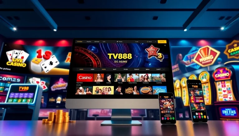 TV88 online casino interface showcasing gaming options and promotions.