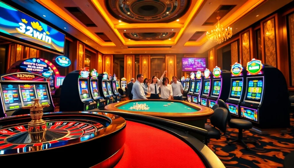 Players engaging in thrilling games of chance at 32win đăng nhập, showcasing roulette and slot excitement.