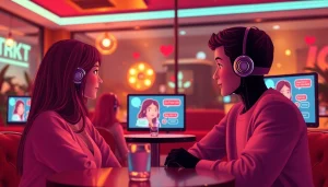 Engaging intimate chat with sex chat AI in a cozy digital lounge.