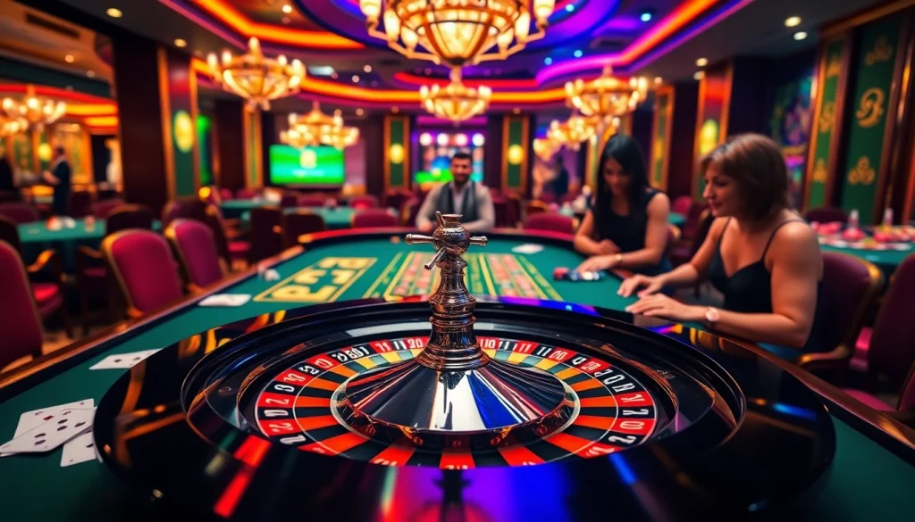 Players experiencing excitement at LC 88 casino tables with vibrant ambiance.