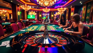 Players experiencing excitement at LC 88 casino tables with vibrant ambiance.