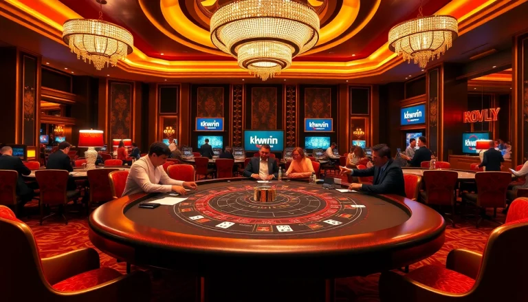Experience kkwin vin in action with players enjoying baccarat at a glamorous casino table.