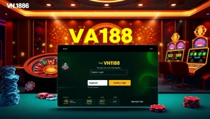 A colorful and dynamic gaming interface showcasing vn168 đăng ký for new players in an online casino.