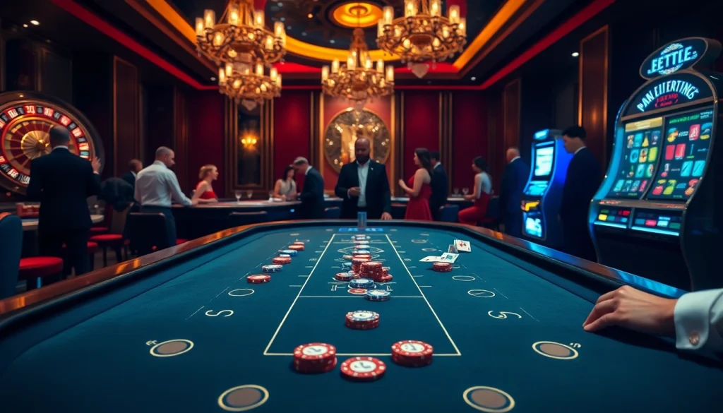 Intense Baccarat play at a luxury casino, capturing the thrill of gambling on https://f168.ing/.