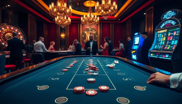 Intense Baccarat play at a luxury casino, capturing the thrill of gambling on https://f168.ing/.