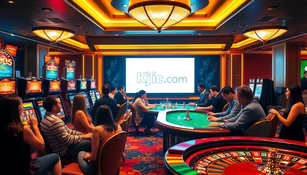 Experience thrilling gaming excitement at Kjc.com featuring lively casino atmosphere and luxurious gaming options.