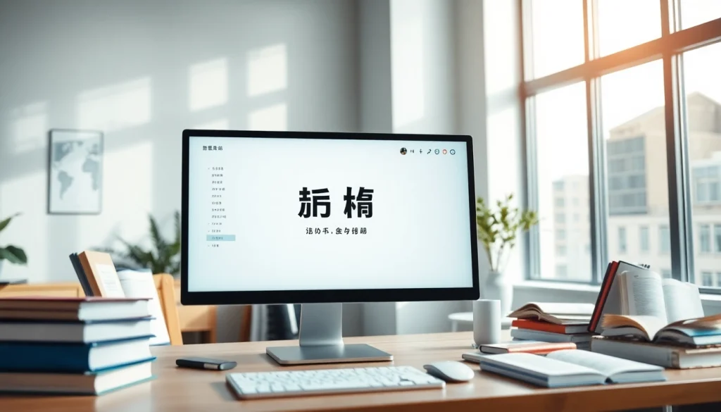 Explore the 有道翻译 app displayed on a sleek workspace computer.