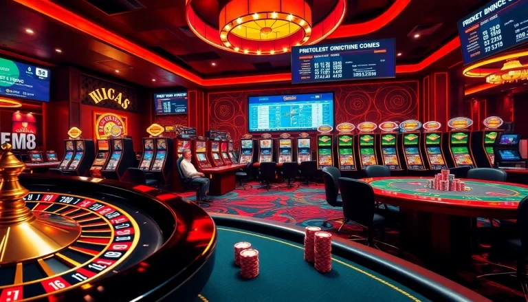 Experience the excitement of Khela88 casino with vibrant slot machines and a roulette wheel.