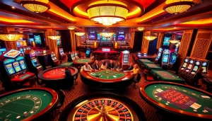 Players enjoying baccarat at https://f168.ing/ casino table with colorful chips and cards.