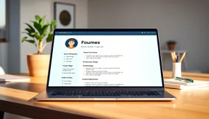 Create a resume confidently using a professional resume builder tool showcased on a laptop screen.