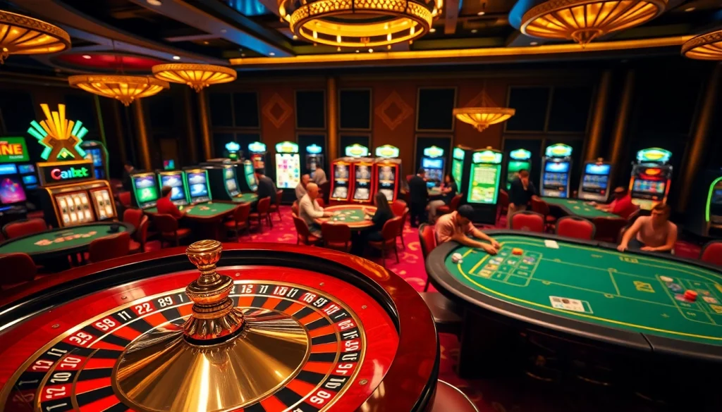 Engaging players at SHBET800 Casino with vibrant tables, poker chips, and exciting slot machines.