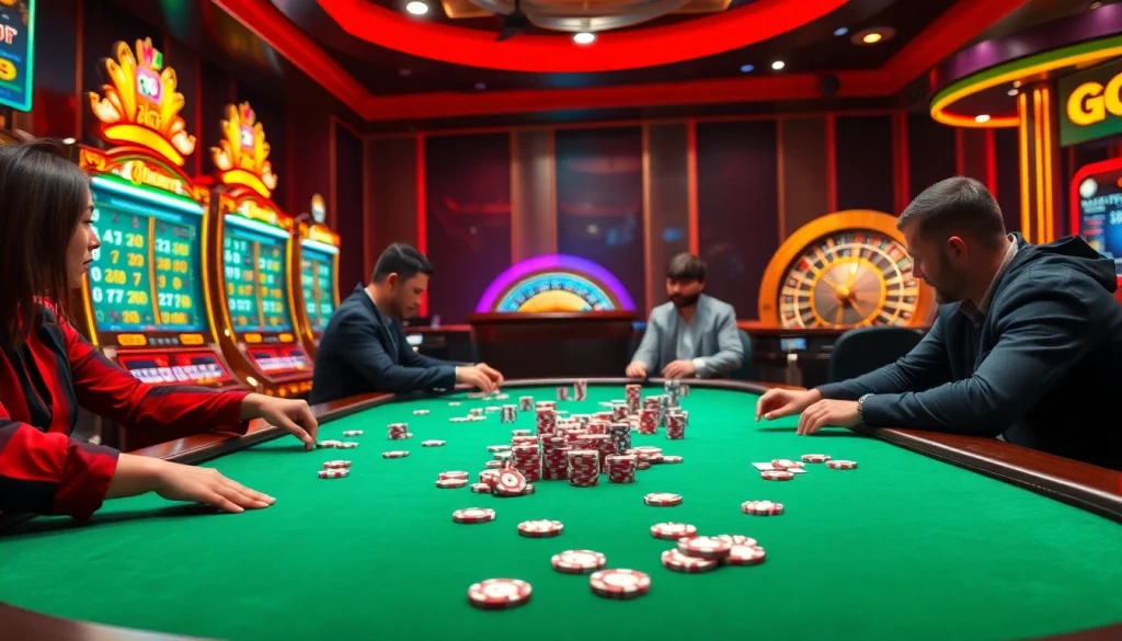 Feel the thrill at https://gg88.wales/ with players enjoying high-stakes poker in a vibrant casino ambiance.
