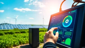 Dogecoin cloud mining profit monitored on digital dashboard in modern mining farm.