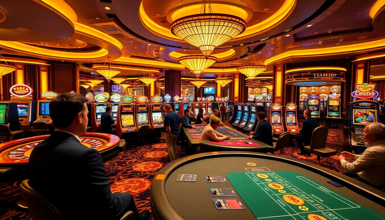 Exciting gaming atmosphere at XX88.pizza featuring vibrant casino tables and enthusiastic players.