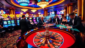 Experience high-stakes excitement at f88bet with players engaged at a glamorous casino table.