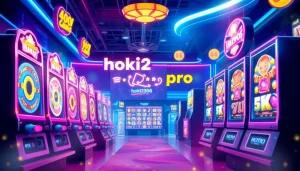 Engaging online gambling scene focused on hoki138 pro, showcasing slot games with vivid colors and modern design.