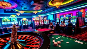 The vibrant casino scene at thabet.com showcases excitement with roulette and poker games.