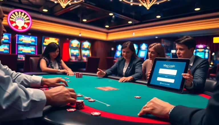 Experience the thrill of gambling with Mag Login access at this luxurious casino scene.