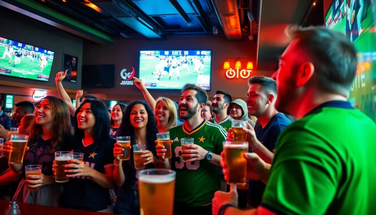 Engaging atmosphere showcasing online sportsbooks Texas where fans celebrate victories in a sports bar setting.