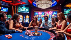 Players enjoying casino games during jeetbuzz লগইন at a vibrant roulette table.