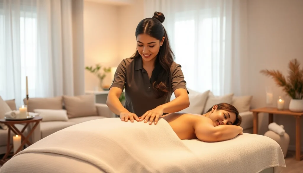 고요한 환경에서 편안한 가정 마사지를 제공하는 출장마사지 테라피스트.