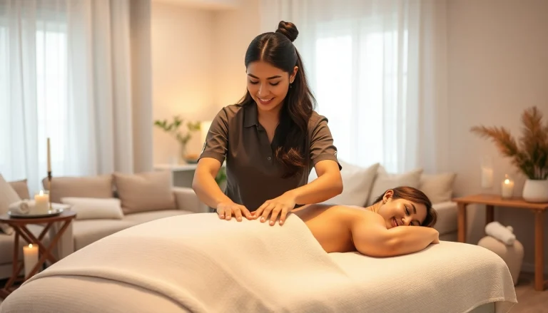 고요한 환경에서 편안한 가정 마사지를 제공하는 출장마사지 테라피스트.