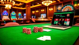 Players engaging with exciting games at https://rr88.navy/, showcasing poker chips and luxury casino elements.