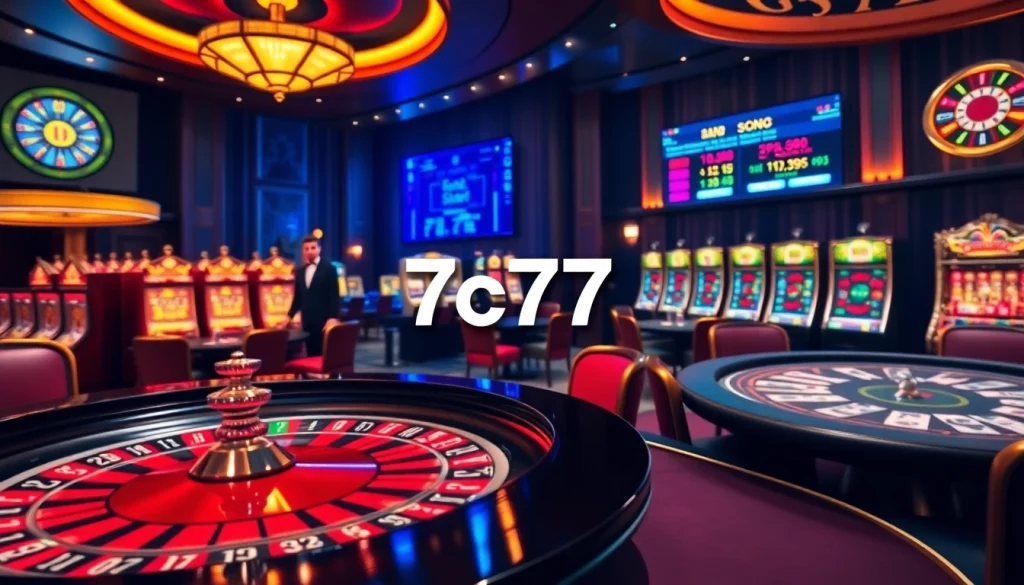 Experience the thrill of 7c77 casino with vibrant roulette and poker action.