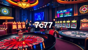 Experience the thrill of 7c77 casino with vibrant roulette and poker action.