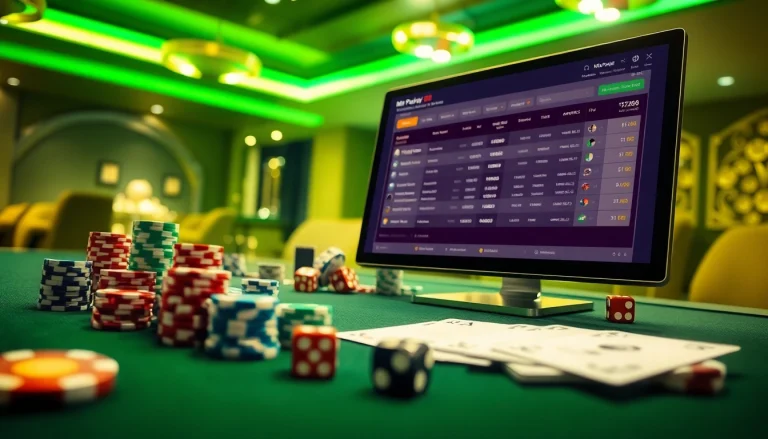 Engaging scene of a mix parlay betting slip on an online gambling platform with casino elements.