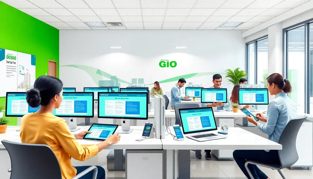 Efficient service at Detran GO for IPVA payments online, showcasing modern office environment.